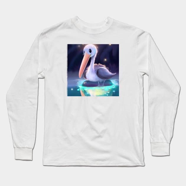 Cute Pelican Drawing Long Sleeve T-Shirt by Play Zoo